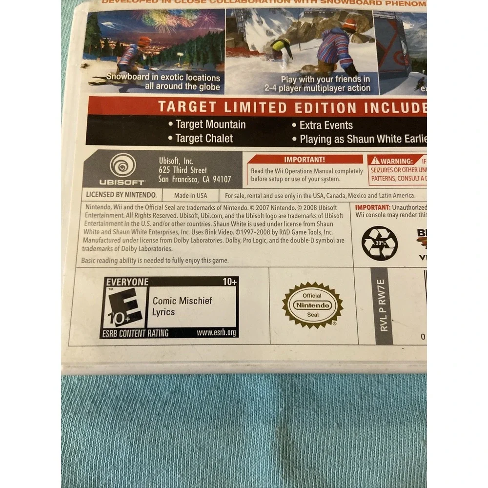 Nintendo Wii Game Shaun White Snowboarding Road Trip Winter Sports Target